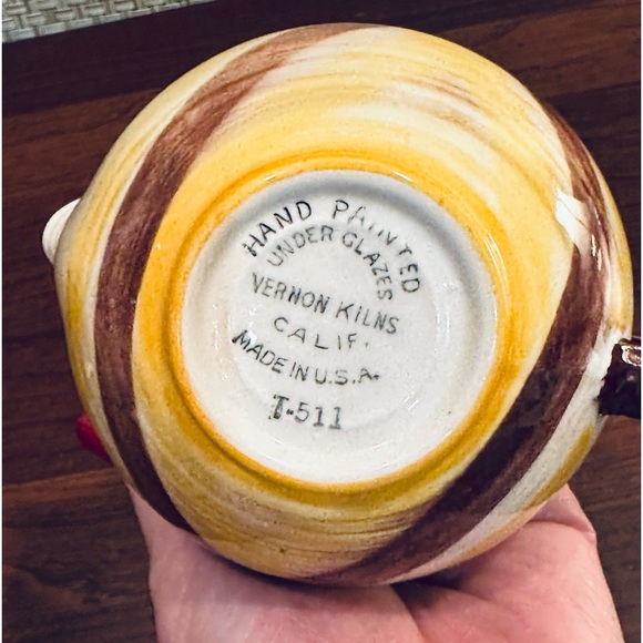 🍁🌟HP🌟VTG 1950s Cream & Sugar Homespun Glazed Ceramic Set by Vernon Kilns CA - Picture 9 of 9